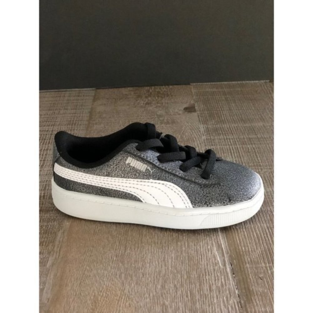 PUMA Vikky V2 Glitz Sneaker metallic grey Toddler kid size 8 NEW - Picture 5 of 10